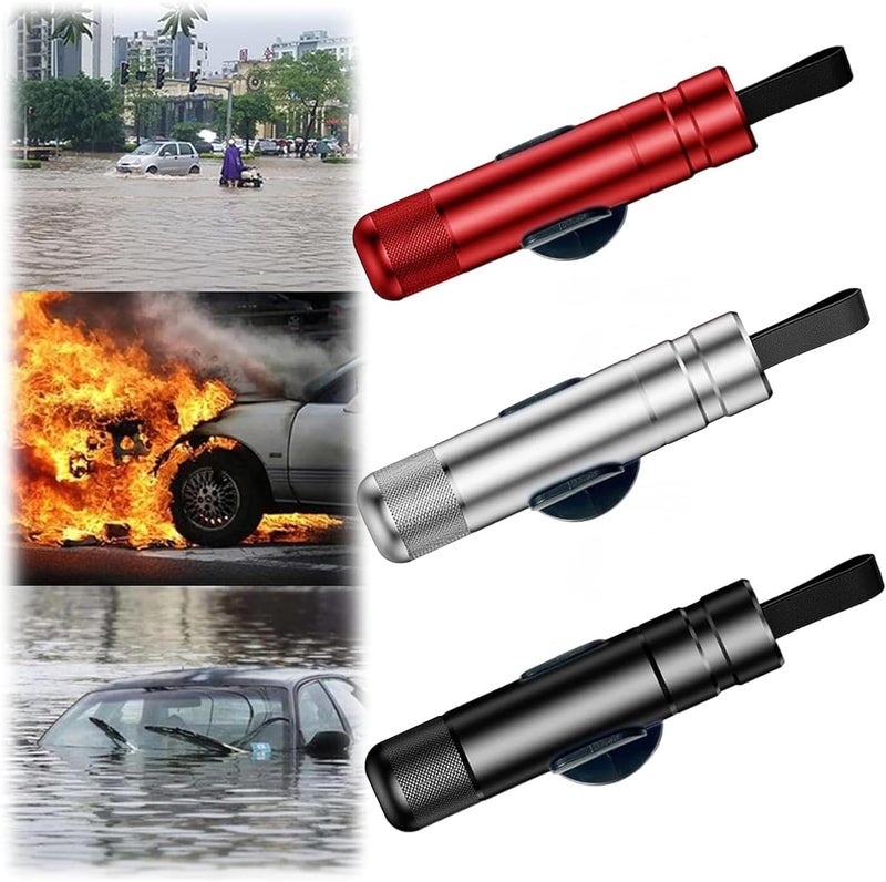 Yeria 3 Packs SafeHammer Window Breaker Seatbelt Cutter, 2025 Upgraded Safe Hammer Glass Breaker Under Water, Car Emergency 2-in-1 Escape Tool with Base - Image 1